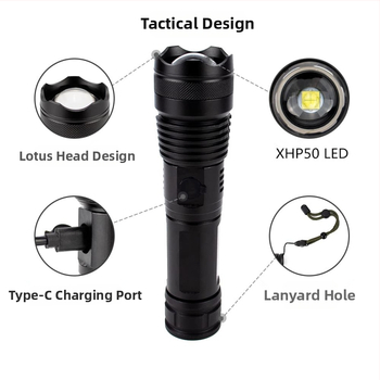 ONLYSTAR GS-9112 rankinis žibintuvas: 10W LED, 700 lm, 100–200 m nuotolis, IP54, 18650 akumuliatorius