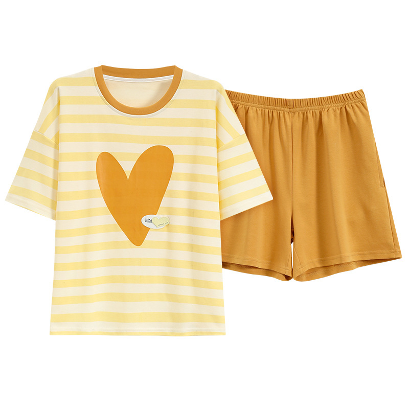 Kaheosaline pijamakomplekt 100% puuvillast, lühikeste varrukatega ringkaelaga top ja lühikesed püksid, kerge suvine ööriietus, hingav ja antibakteriaalne