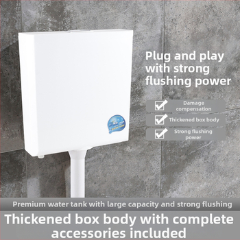 Sieninis klozeto plovimo bakelis — rankinis plovimas, plastikas, energiją taupantys, sieninis išleidimas, šiuolaikiškas minimalistinis stilius