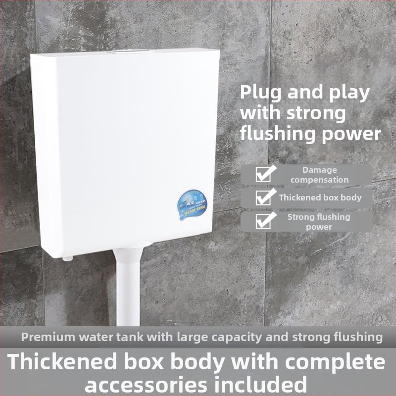 Sieninis klozeto plovimo bakelis — rankinis plovimas, plastikas, energiją taupantys, sieninis išleidimas, šiuolaikiškas minimalistinis stilius