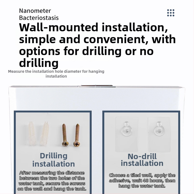 Sieninis klozeto plovimo bakelis — rankinis plovimas, plastikas, energiją taupantys, sieninis išleidimas, šiuolaikiškas minimalistinis stilius