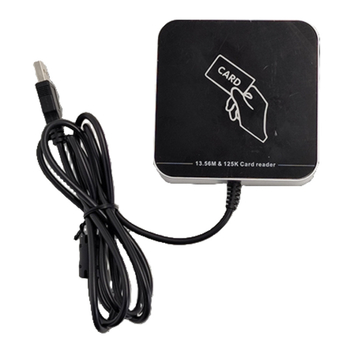 ZY-T304 USB bekontaktis RFID skaitytuvas prieigos kontrolei, dviejų dažnių (125 kHz + 13,56 MHz), ID/IC kortelėms, skaitymo diapazonas 2-5 cm, skaitymo laikas 0,2 s