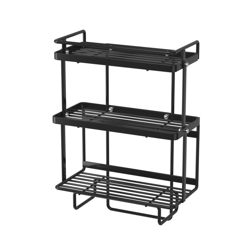 Kétszintes vasból készült WC-fölötti tároló, padlóra szerelhető, fúrás nélküli fürdőszobai tároló