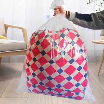 Sac de cuvertură din PE, model cilindric transparent, fără montaj, pentru mutare și depozitare a cuverturilor și a hainelor, stil modern minimalist