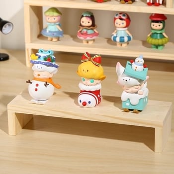Raft de expunere din lemn în formă U pentru jucării și cutii blind | Desktop, Un singur nivel, Stil clasic chinoiserie