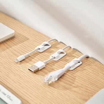 KM organizator de cabluri din plastic, autoadeziv, fără găuri, transparent, pentru cabluri optice și de rețea, stil japonez, potrivit pentru birou, dormitor și sufragerie