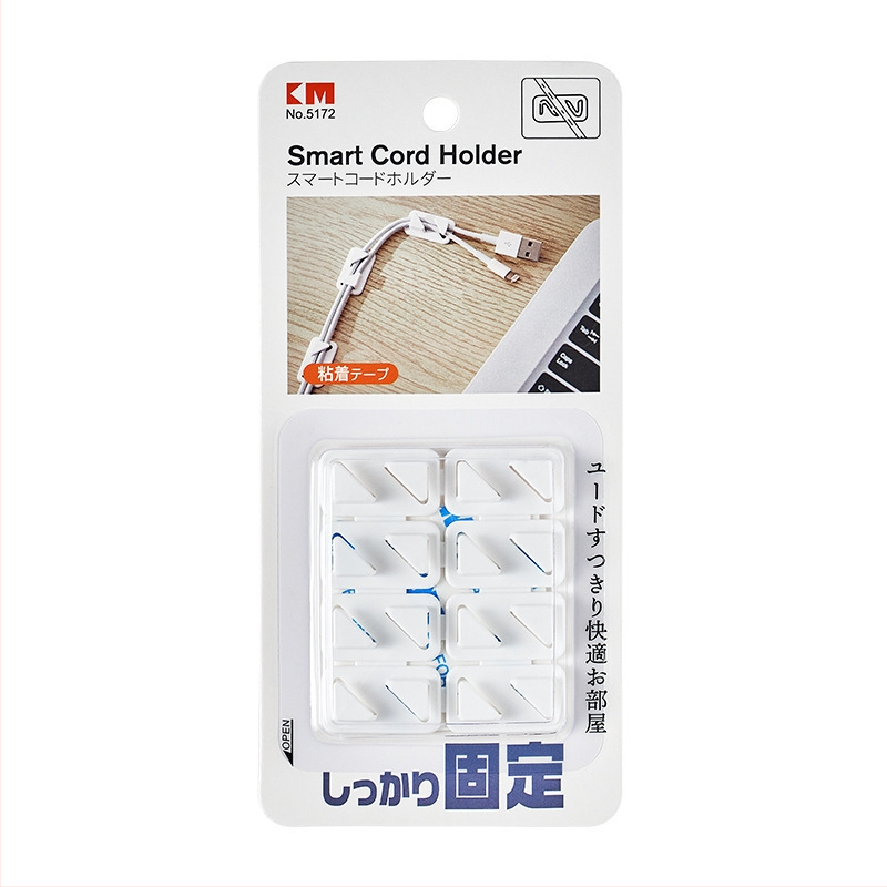 KM plastikinis kabelių laikiklis, lipnus be gręžimo, skaidrus, skirtas optiniams ir tinklo kabeliams, japonų stiliaus, tinkamas darbui prie stalo, miegamajam ir svetainei