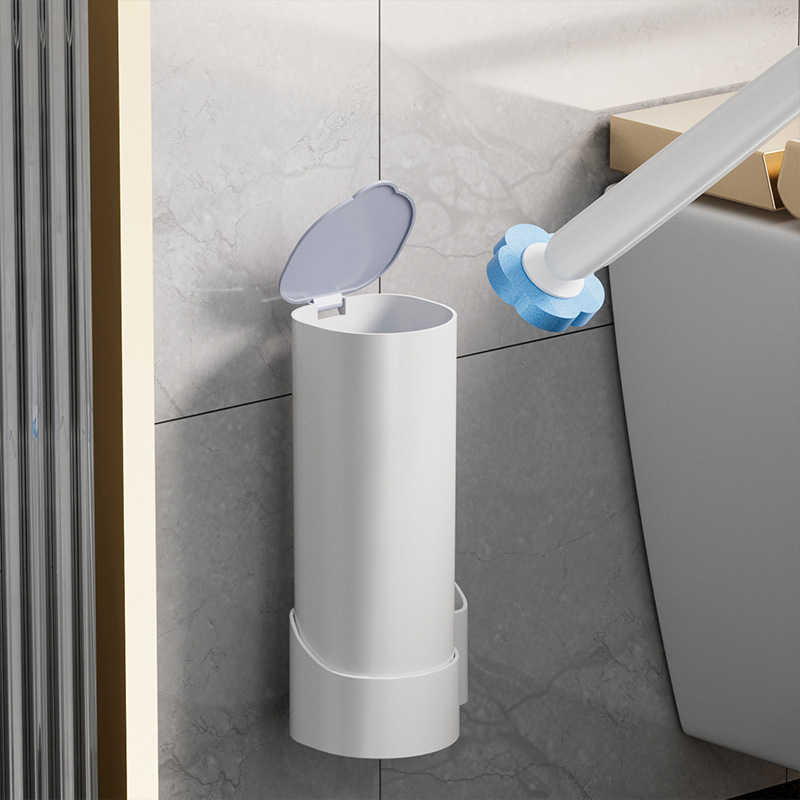 Set de perie pentru WC, de unică folosință, cu capete de înlocuire, montaj pe perete fără găuri, plastic, stil modern minimalist, origine Zhejiang, logo imprimat
