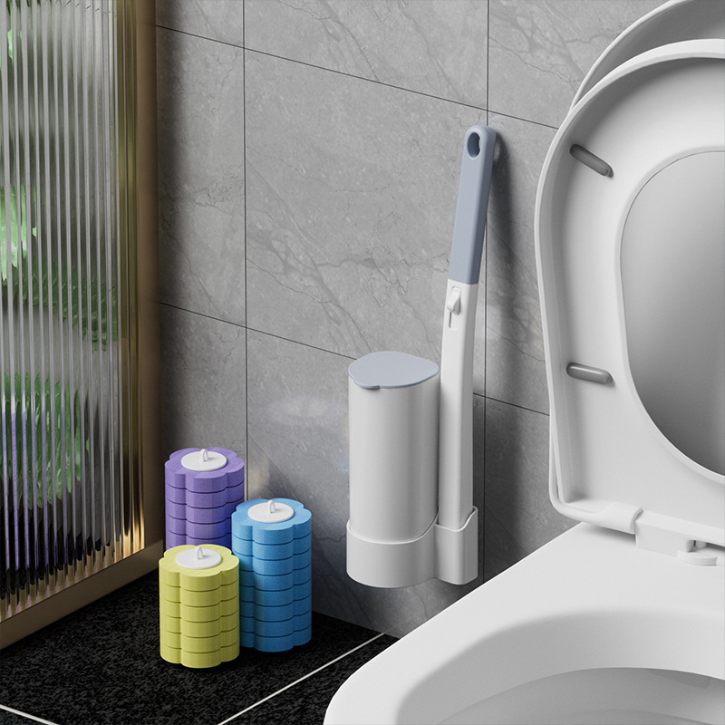 Set de perie pentru WC, de unică folosință, cu capete de înlocuire, montaj pe perete fără găuri, plastic, stil modern minimalist, origine Zhejiang, logo imprimat