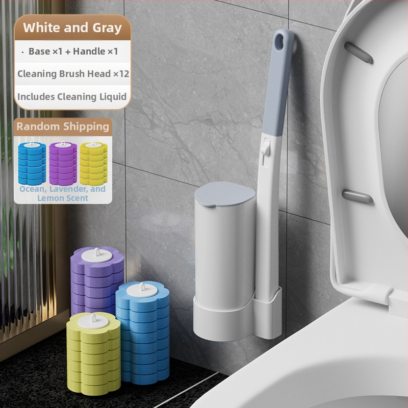 Vienkartinis tualeto šepetėlių rinkinys su keičiamomis galvutėmis, sieninis tvirtinimas be gręžimo, plastikas, šiuolaikiškas minimalistinis stilius, kilmė Zhejiang, logotipo spausdinimas