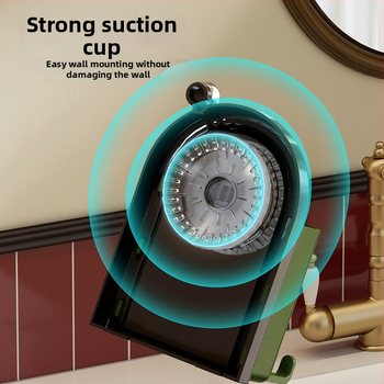 Šepetėlių laikiklis su siurbtuvu, montuojamas prie sienos, plastikinis, skalavimo puodelio laikymas, logotipo spausdinimas įmanomas