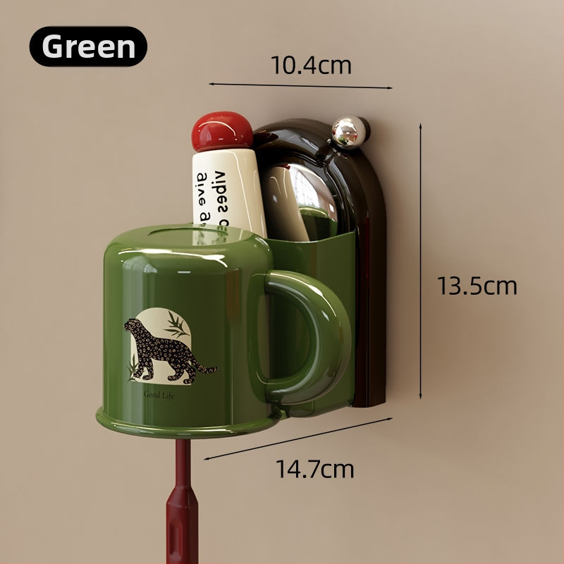 Šepetėlių laikiklis su siurbtuvu, montuojamas prie sienos, plastikinis, skalavimo puodelio laikymas, logotipo spausdinimas įmanomas