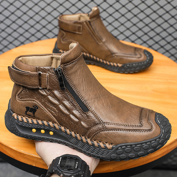 Μποτάκια Μάρτιν για εξωτερικούς χώρους – άνω μέρος από συνθετικό δέρμα (μικροϊφ), πάτος EVA, στρογγυλή μύτη, χαμηλό τακούνι 1–3 εκ, χειμερινά ορειβατικά μποτάκια