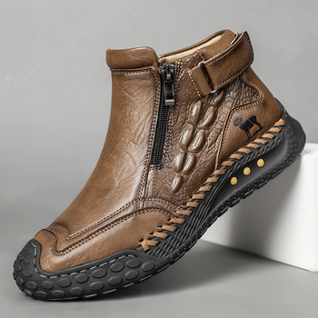 Μποτάκια Μάρτιν για εξωτερικούς χώρους – άνω μέρος από συνθετικό δέρμα (μικροϊφ), πάτος EVA, στρογγυλή μύτη, χαμηλό τακούνι 1–3 εκ, χειμερινά ορειβατικά μποτάκια