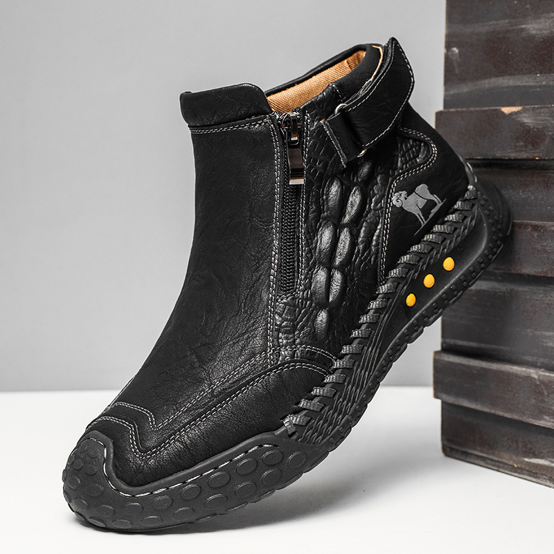 Μποτάκια Μάρτιν για εξωτερικούς χώρους – άνω μέρος από συνθετικό δέρμα (μικροϊφ), πάτος EVA, στρογγυλή μύτη, χαμηλό τακούνι 1–3 εκ, χειμερινά ορειβατικά μποτάκια