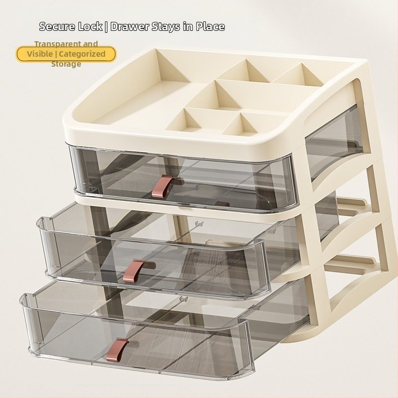 Galda uzglabāšanas skapis ar atvilktnēm – PP materiāls, vienkāršs moderns dizains, uzstādāms uz galda