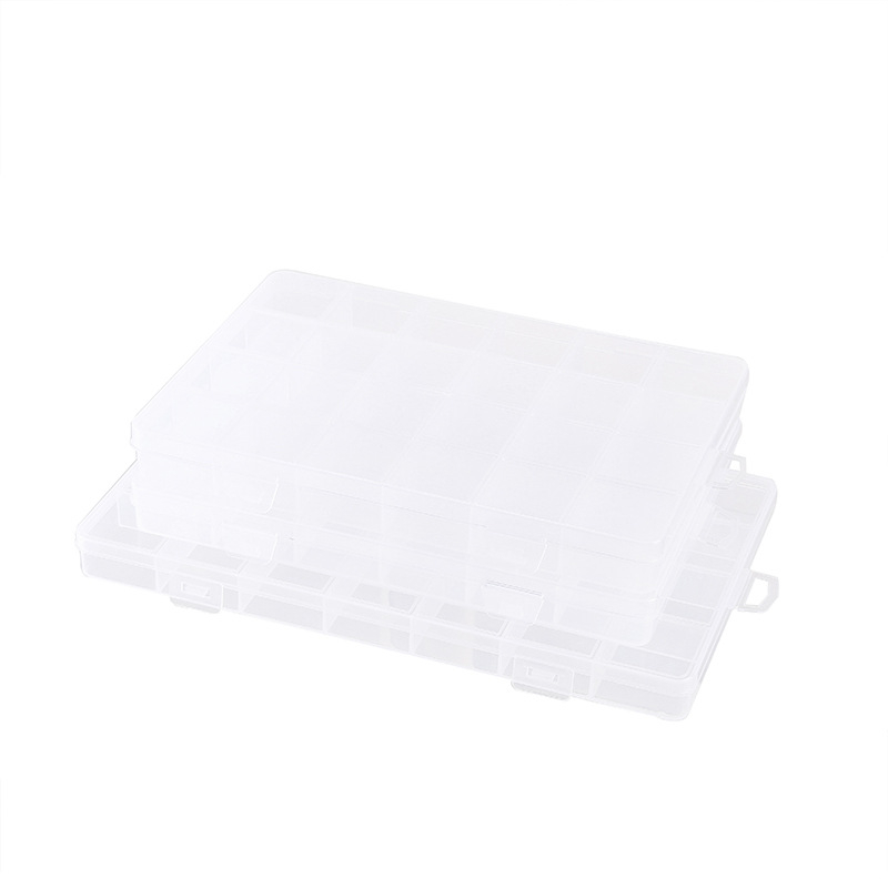 Desktop kutija za odlaganje perlica i nakita s poklopcem, PP plastika, 24 ili 28 pretinaca, podijeljeni pretinci, kapacitet 1 L