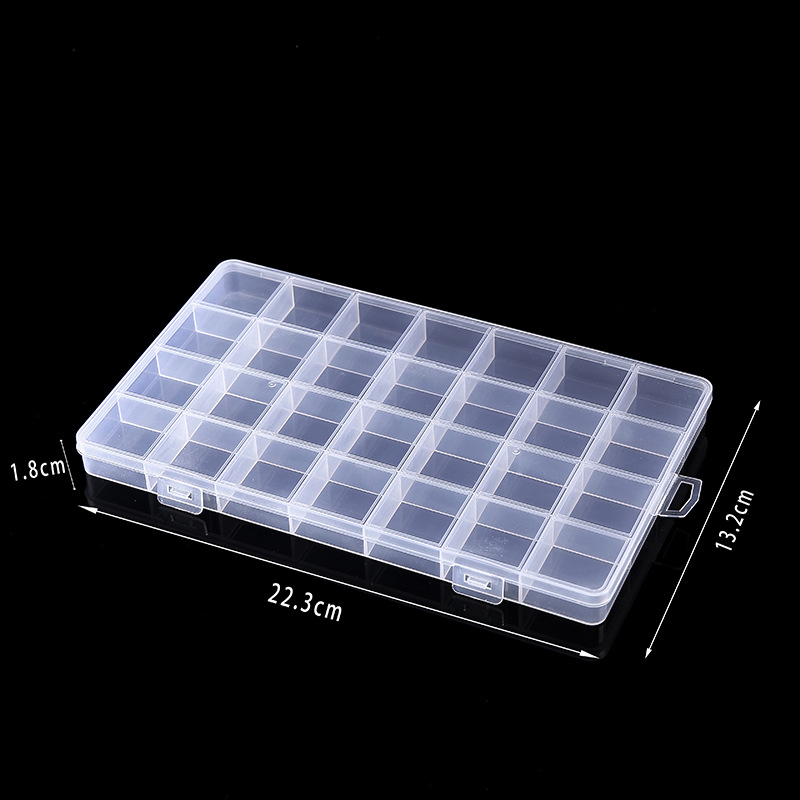 Desktop kutija za odlaganje perlica i nakita s poklopcem, PP plastika, 24 ili 28 pretinaca, podijeljeni pretinci, kapacitet 1 L