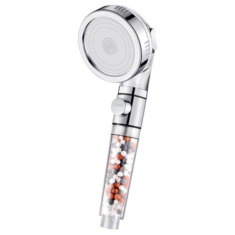 Slėginė filtruota dušos galva, ABS korpusas, filtravimas su dechloravimu ir neigiamais jonais, trijų srauto režimų, darbinė temperatūra 0–99°C