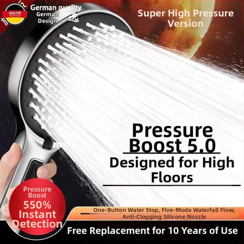 Dušo galva su galingu purškimu, vandens srautas esant slėgiui, apvali, sienai pritvirtinta, ABS plastikas