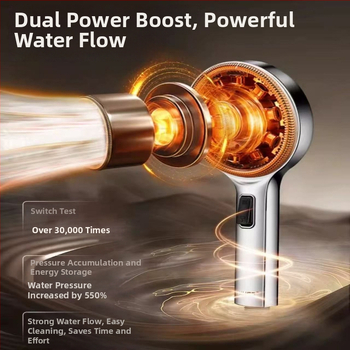 Dušo galva su galingu purškimu, vandens srautas esant slėgiui, apvali, sienai pritvirtinta, ABS plastikas
