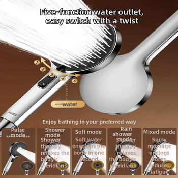 Dušo galva su galingu purškimu, vandens srautas esant slėgiui, apvali, sienai pritvirtinta, ABS plastikas