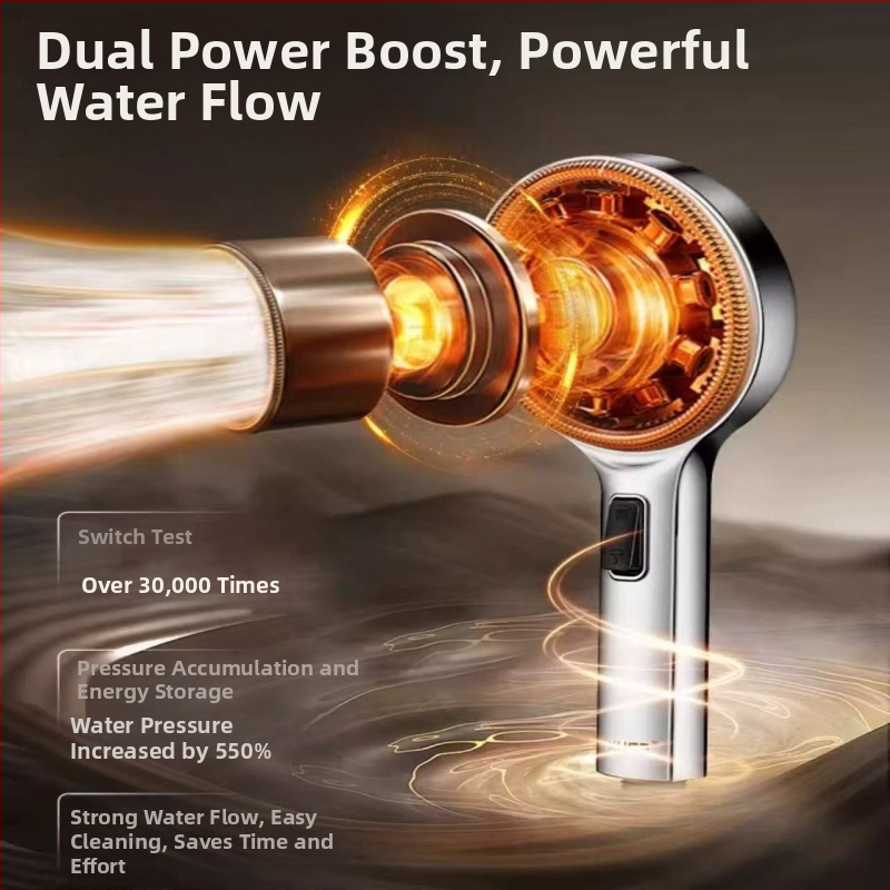 Duššipea võimsa pihustusega, surve all vee väljalaskeava, ringikujuline, seinakinnitus, ABS-plastist