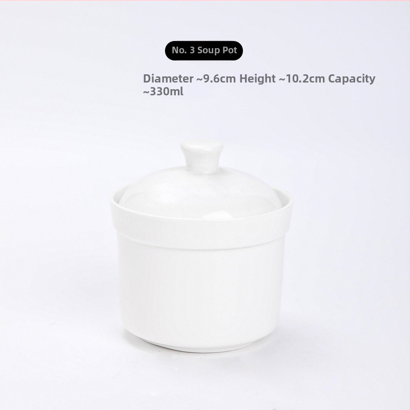 Porcelāna sautējuma trauks ar vāku, dubultiem rokturiem, pielāgojama ar logotipa drukāšanu, zem glazūras apdare, viesnīcu virtuves keramika