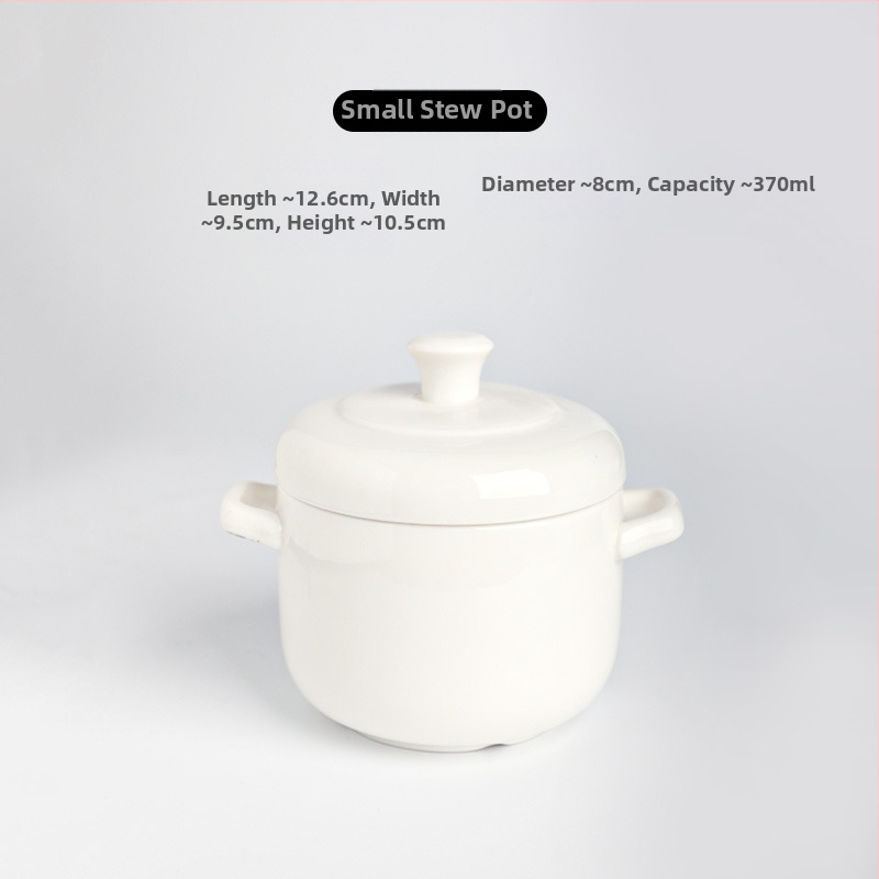 Porcelininė troškinė su dangčiu, dvigubomis rankenėlėmis, pritaikomas logotipo spausdinimas, dengta glazūra, viešbučių virtuvės keramika