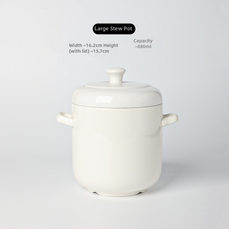 Porcelininė troškinė su dangčiu, dvigubomis rankenėlėmis, pritaikomas logotipo spausdinimas, dengta glazūra, viešbučių virtuvės keramika