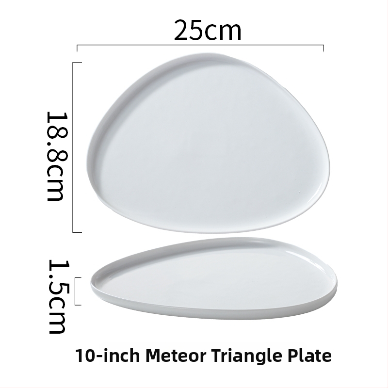 Porcelininė trikampė kepsninės lėkštė, šiaurietiškas stilius, auksinis kraštas, keraminė lėkštė su išskirtine forma