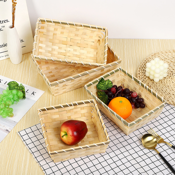 Coș pătrat din bambus, împletit, pentru depozitarea ouălor, tavă realizată manual; Brand Xinwang; Material: împletit din bambus; Model: bamboo slice basin; Ambalare: 200 buc.; Lansare pe piață: 2022