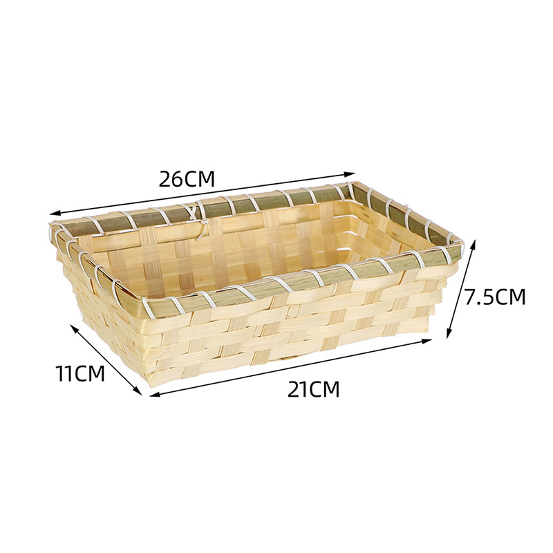 Coș pătrat din bambus, împletit, pentru depozitarea ouălor, tavă realizată manual; Brand Xinwang; Material: împletit din bambus; Model: bamboo slice basin; Ambalare: 200 buc.; Lansare pe piață: 2022