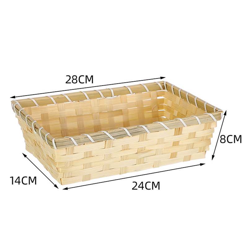 Coș pătrat din bambus, împletit, pentru depozitarea ouălor, tavă realizată manual; Brand Xinwang; Material: împletit din bambus; Model: bamboo slice basin; Ambalare: 200 buc.; Lansare pe piață: 2022