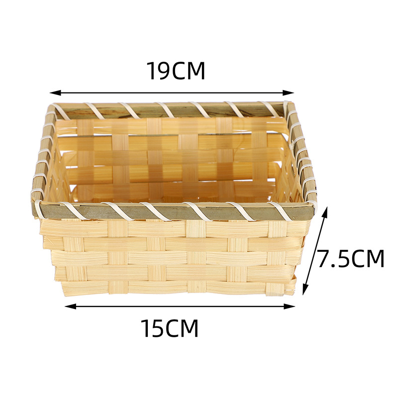 Coș pătrat din bambus, împletit, pentru depozitarea ouălor, tavă realizată manual; Brand Xinwang; Material: împletit din bambus; Model: bamboo slice basin; Ambalare: 200 buc.; Lansare pe piață: 2022