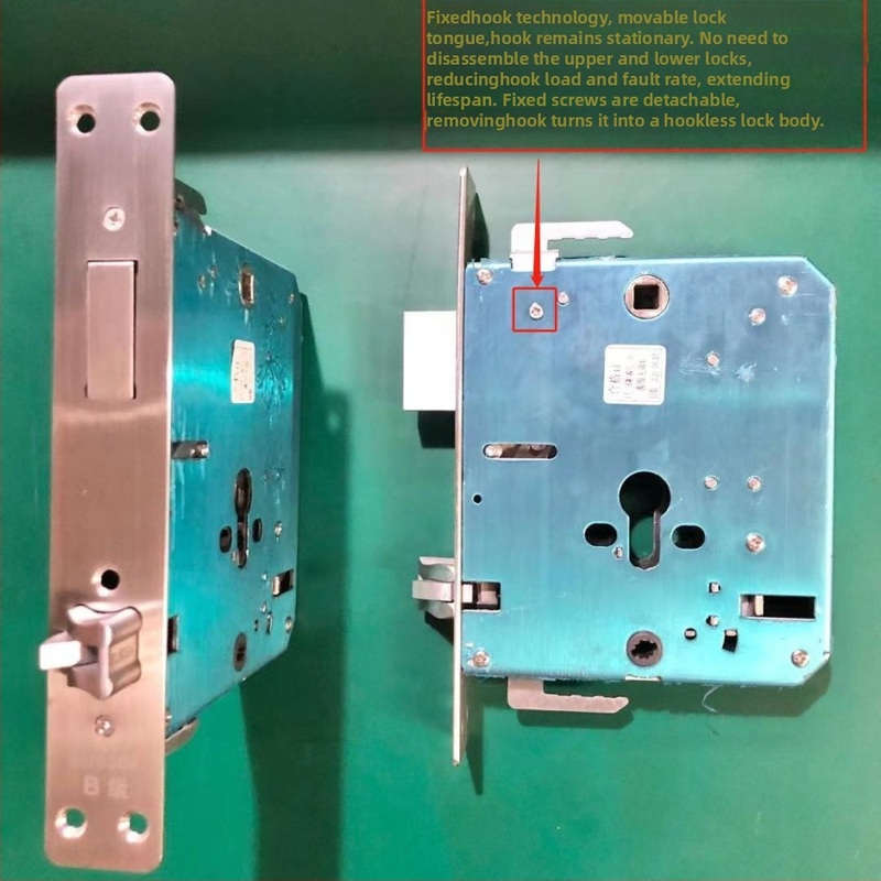Duru spynos korpusas su piršto atspaudu apsaugai nuo įsilaužimo, nerūdijantis plienas, stačiakampė ir apvali galvutė, nestandartinis modelis, modernus minimalistinis dizainas, svoris 1