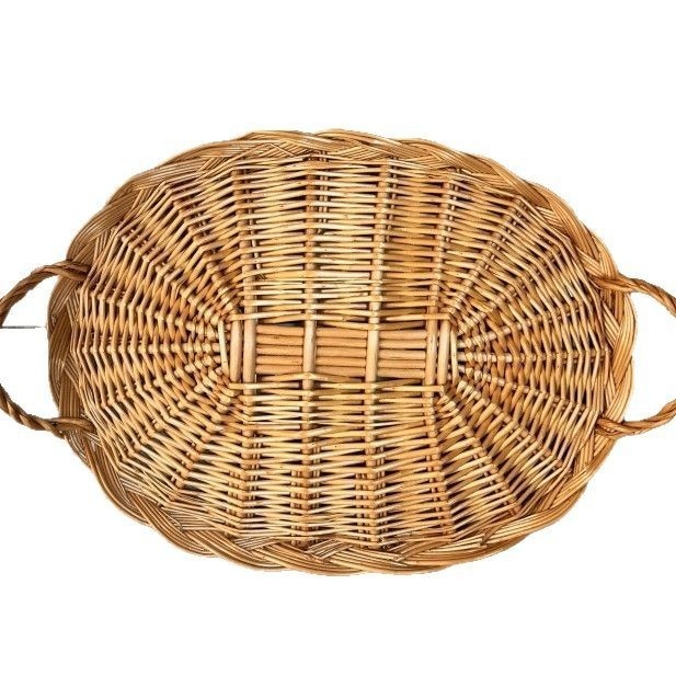 Pleteni košarica za voće i povrće s držalom (Materijal: pleteni trstika; Model: 001; Stil: seoski)