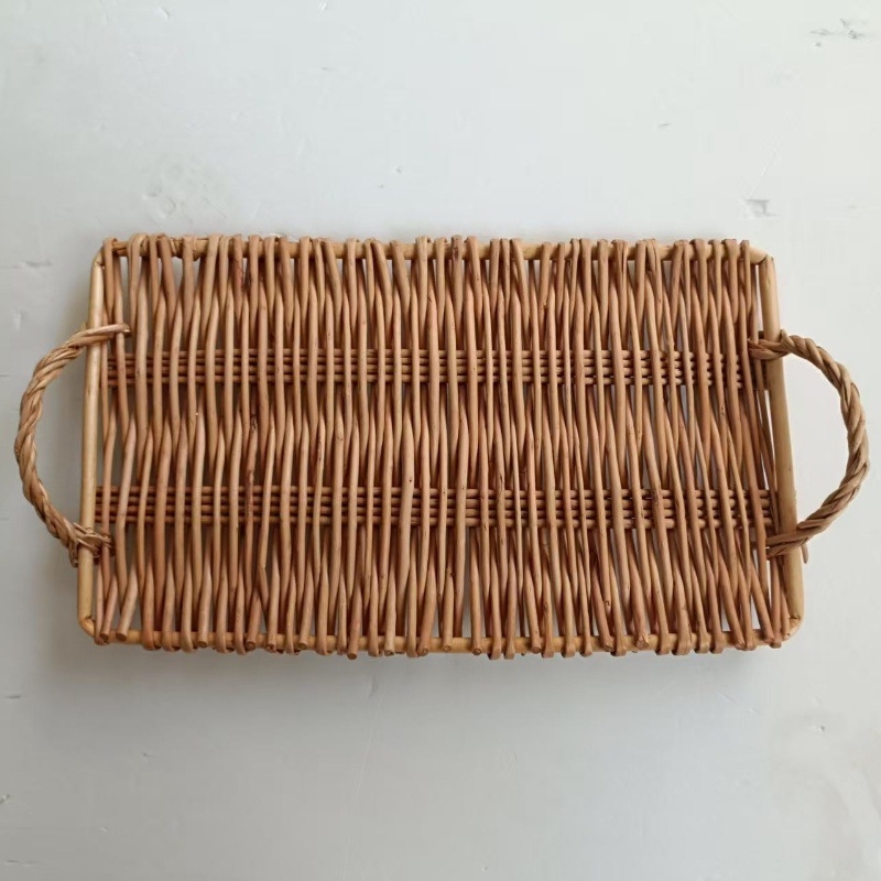 Pleteni košarica za voće i povrće s držalom (Materijal: pleteni trstika; Model: 001; Stil: seoski)