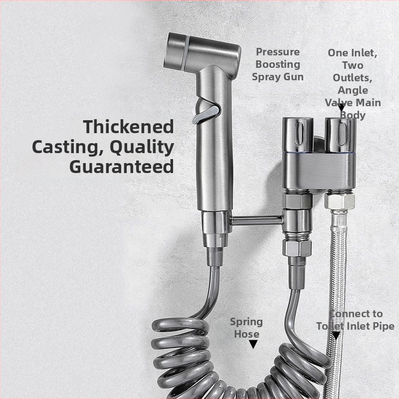 Seinale paigaldatav tualetikomplekt rõhu suurendava loputuspüstoliga, 20 mm sisemine diameeter, tsingi sulam, 430 g