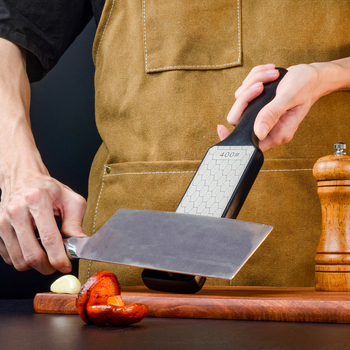 Peilių šlifuoklis – dvipusis emery akmuo, 400/1000 granulės, šlifuoja aštrius peilius, virtuvės įrankis