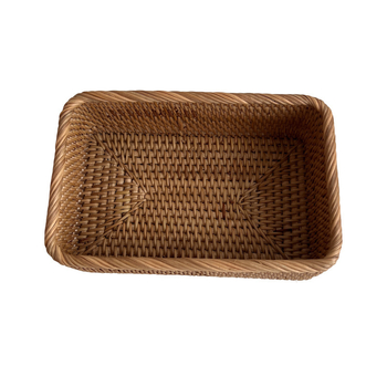 Bambusovo pletený úložný kôš, retro štýl, stolný organizér na diaľkové ovládanie, kozmetiku a časopisy