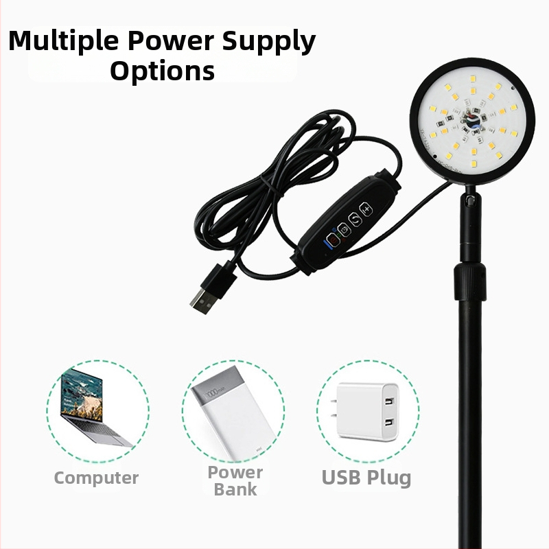 Išmanusis LED augalų augimo šviestuvas, pilnas spektras, 28 LED, 2000 lm, aliuminio korpusas IP65, 5 V įvestis