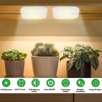 Magnetinė LED augimo lemputė augalams – sukulentams, vidinis balkonas, saulės šviesos imitacija, modelis Fls-c-24w, 96 LED, 100–277V, Sanan Optoelectronics, IP65