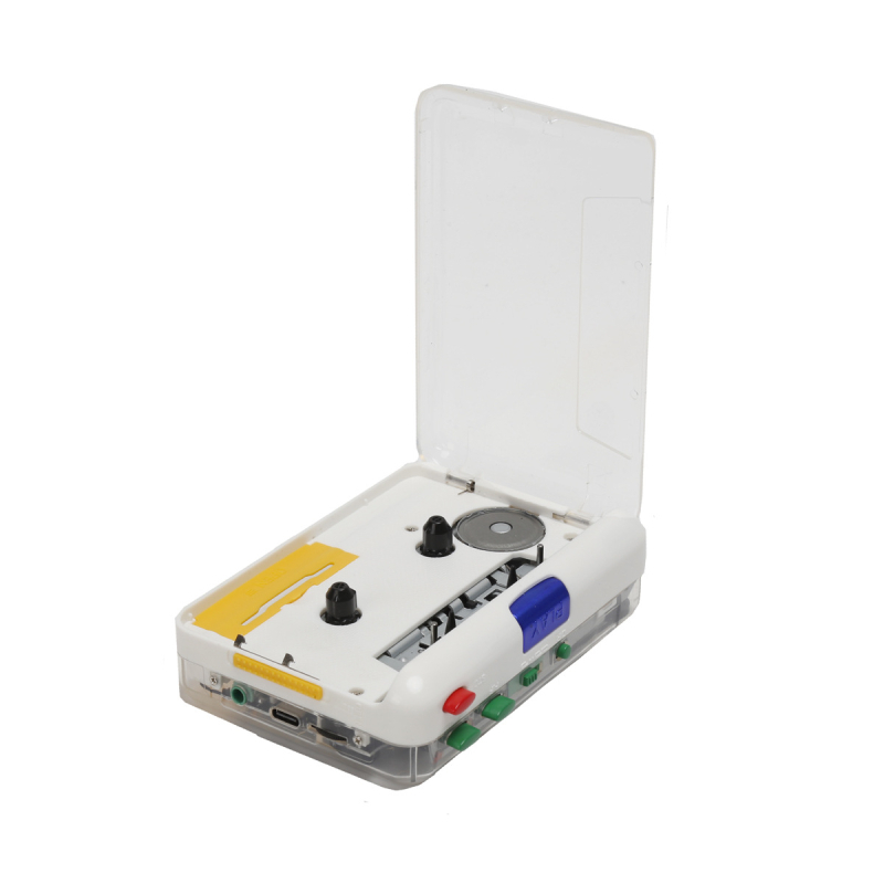 Kasetinis grotuvas su Type-C jungtimi ir skaidriu korpusu MP3 konvertavimui (Stereo; Metalas + Plastikas)