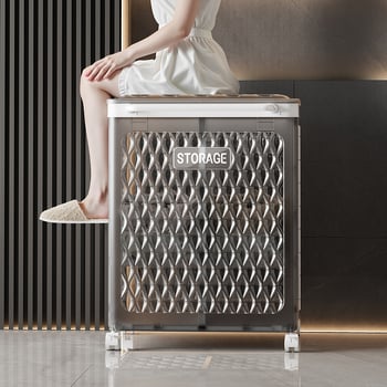 Xinmao πλαστικό αναδιπλούμενο καλάθι πλυντηρίου με ρόδες – φορητός αποθηκευτικός κάδος για βρώμικα ρούχα, πολυλειτουργικός