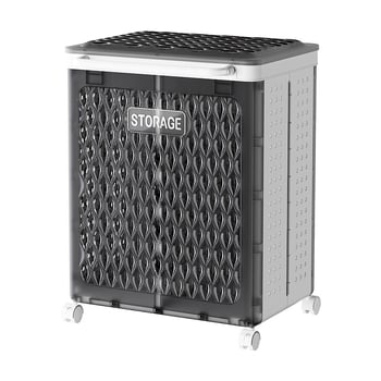 Xinmao πλαστικό αναδιπλούμενο καλάθι πλυντηρίου με ρόδες – φορητός αποθηκευτικός κάδος για βρώμικα ρούχα, πολυλειτουργικός