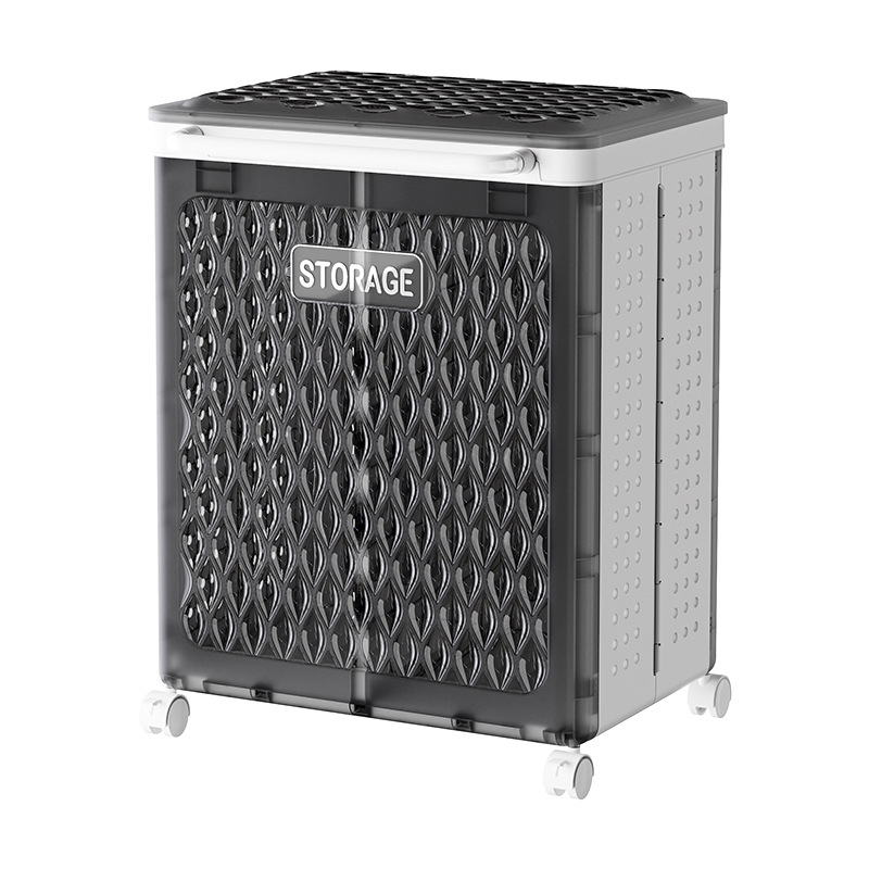 Xinmao πλαστικό αναδιπλούμενο καλάθι πλυντηρίου με ρόδες – φορητός αποθηκευτικός κάδος για βρώμικα ρούχα, πολυλειτουργικός