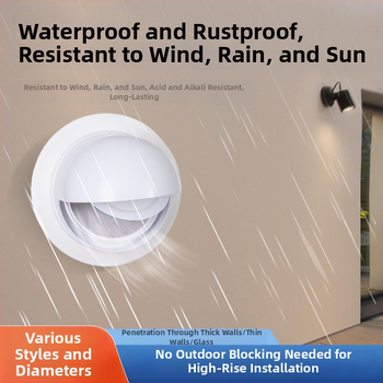 Virtuves atgriezeniskā plūsmas vārsta ventilis – caur sienu, PP plastmasa, mūsdienīgs minimālisma stils, izturīgs pret vēju, lietu un putniem