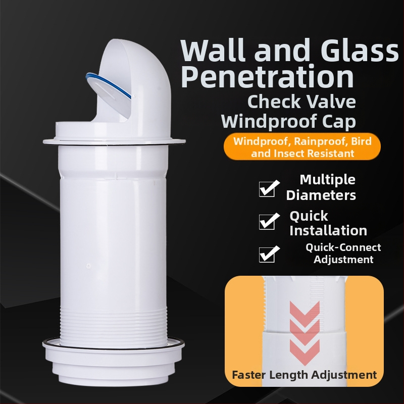 Virtuves atgriezeniskā plūsmas vārsta ventilis – caur sienu, PP plastmasa, mūsdienīgs minimālisma stils, izturīgs pret vēju, lietu un putniem