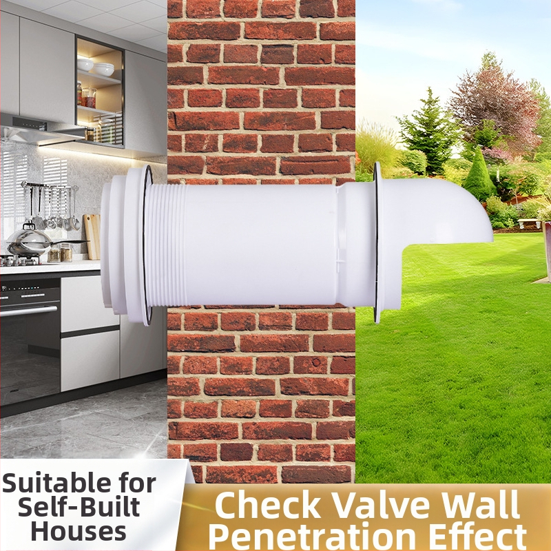 Virtuves atgriezeniskā plūsmas vārsta ventilis – caur sienu, PP plastmasa, mūsdienīgs minimālisma stils, izturīgs pret vēju, lietu un putniem